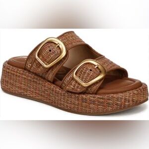 Sam Edelman Brown Nerissa two-strap woven raffia platform sandals Size:7.5 NWOT